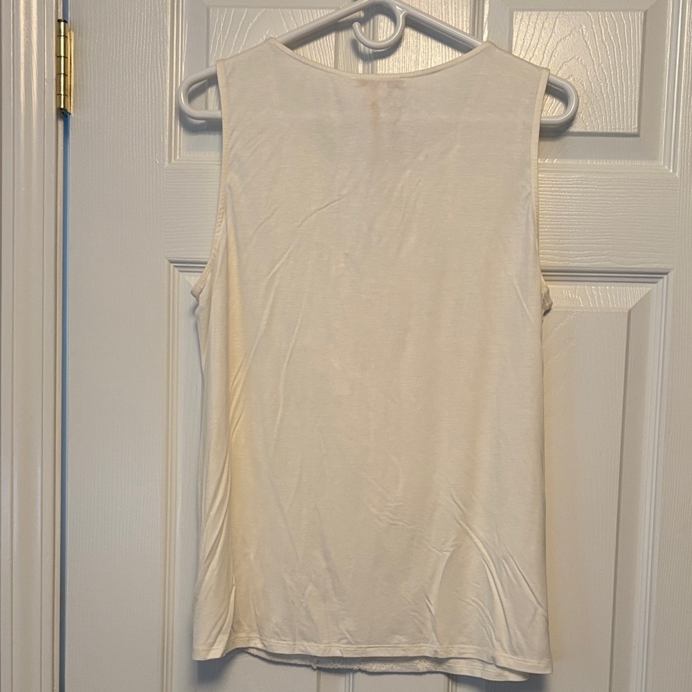 Skies Are Blue White Lace Front Knit Sleeveless Top - Picture 6 of 6
